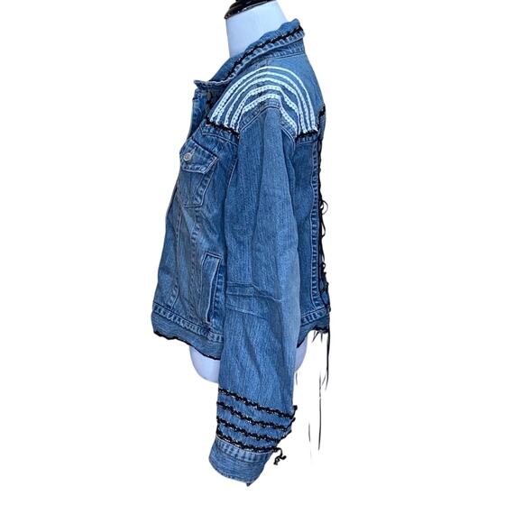 Sonoma Upcycled Lace Up Back Craft Jean Jacket - Picture 10 of 16